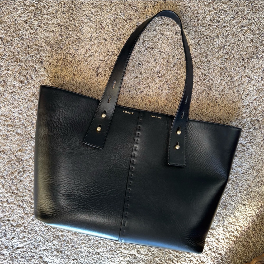 Frame Les Second Large Leather Tote Bag - Noir / Black - Picture 7 of 9